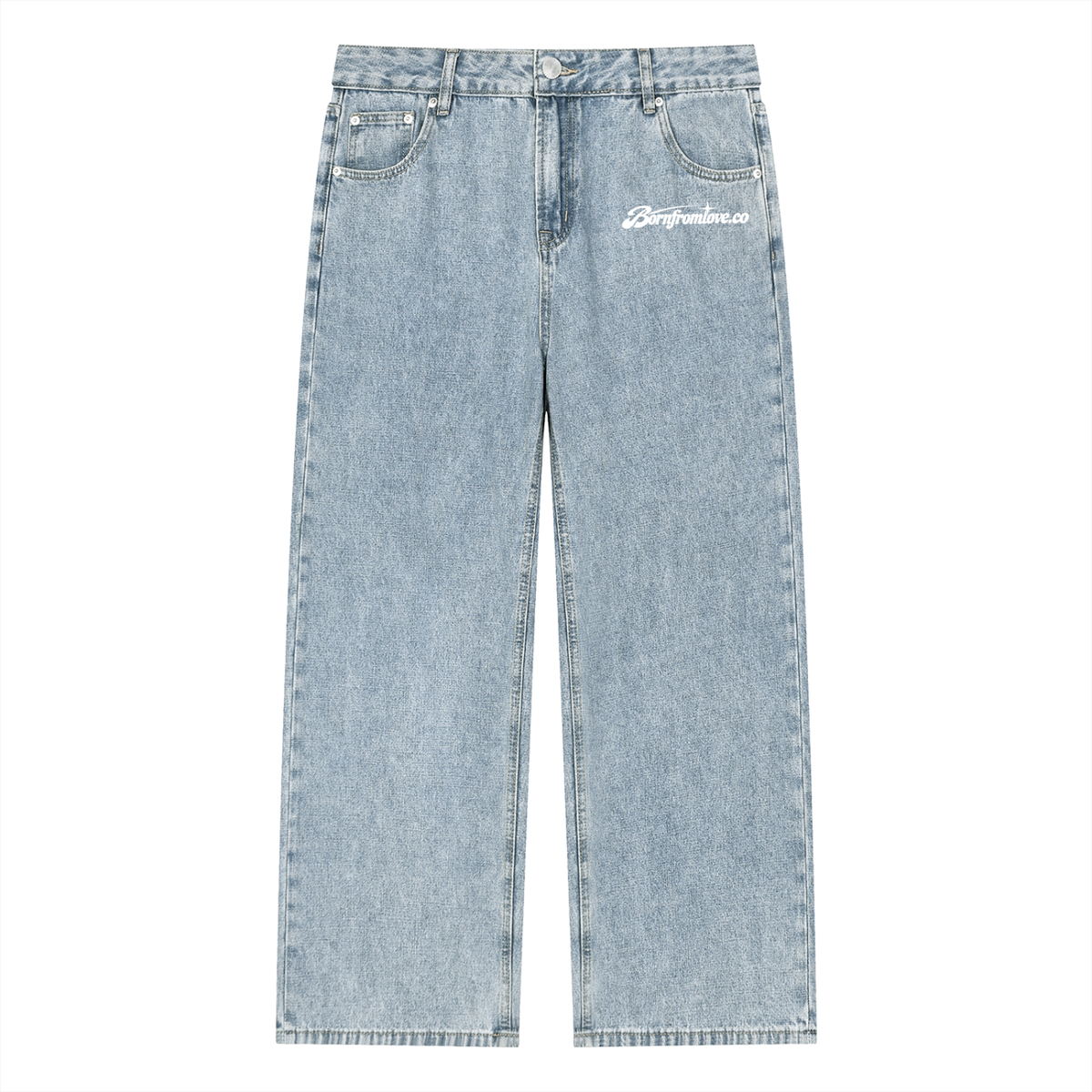 Unisex Vintage Wash Straight Leg Jeans