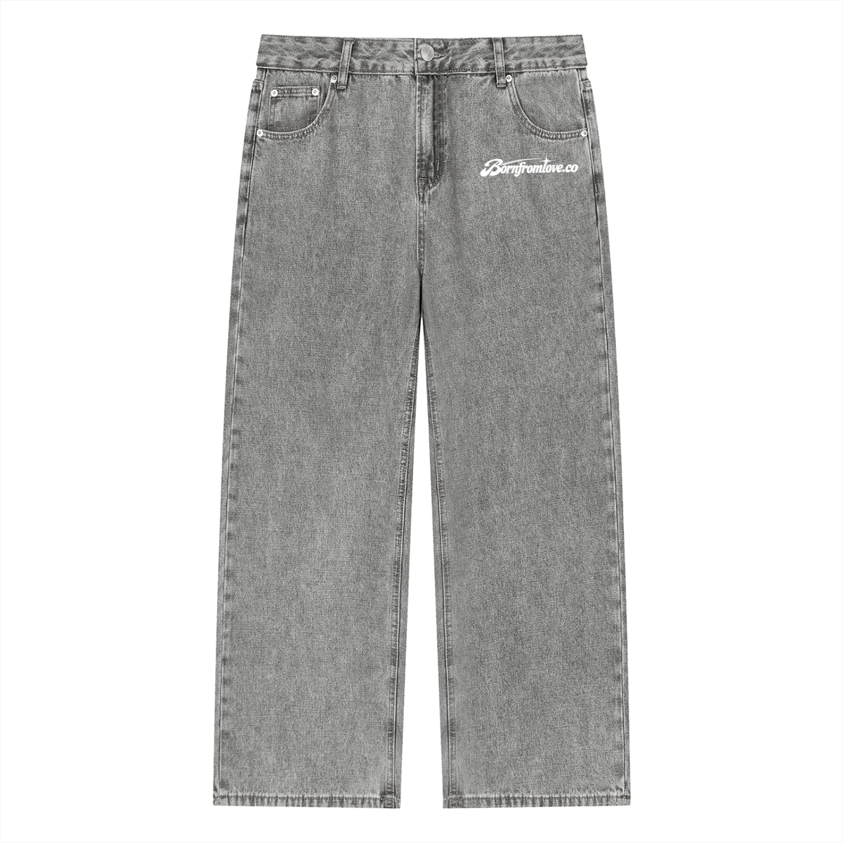 Unisex Vintage Wash Straight Leg Jeans